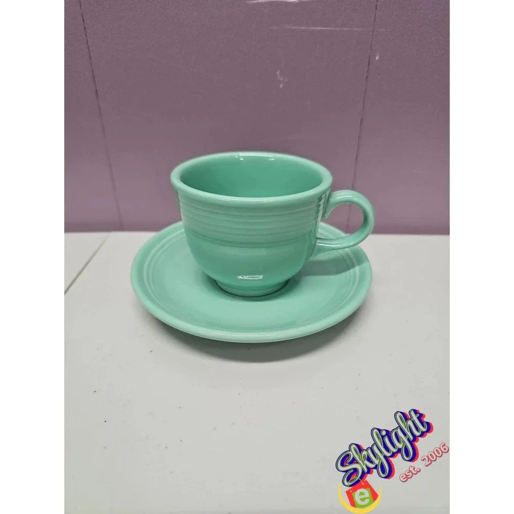 Fiesta Ware SEA MIST Green Tea Cup & Saucer Set Retired Color Homer Laughlin USA